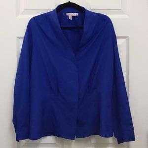 Laura and Jayne blouse, long sleeve, hidden button down, blue dress blouse
